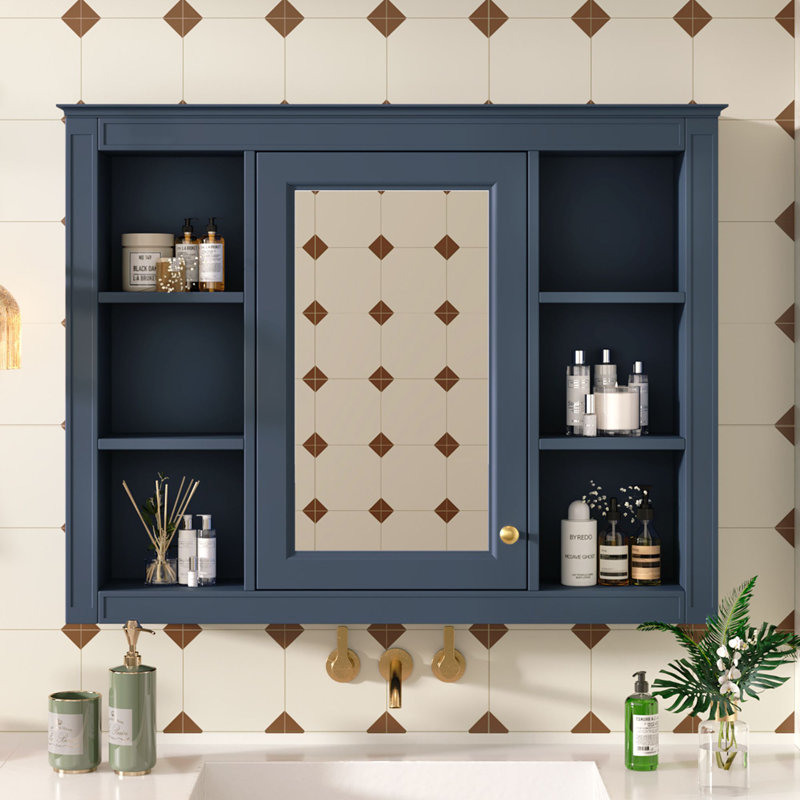 Armoire d'appoint Retha, Marine, H 27,63 po x l 35,03 po x P 7,32 po