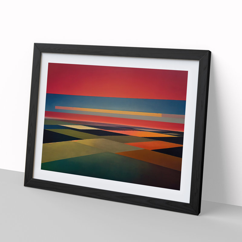 Abstract Landscape Meadow - Framed Print, Black, 46cm H x 64cm W x 2cm D