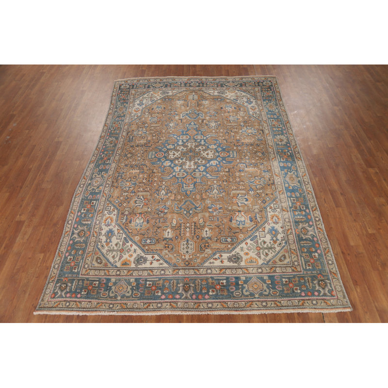 Tapis brun à motif géométrique traditionnel 6 x 10