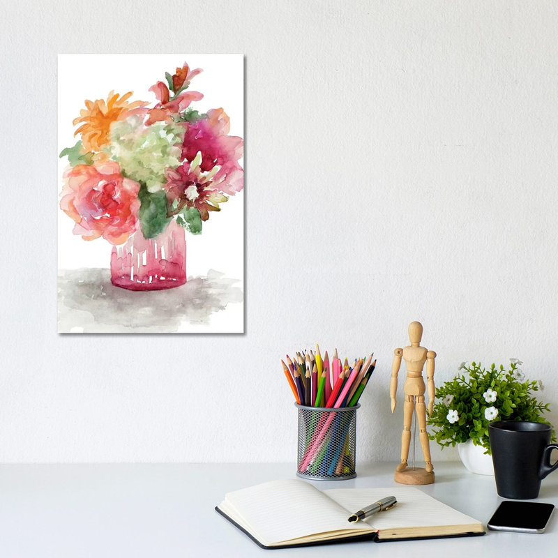Spring Florals In Vase by Lanie Loreth - Wrapped Canvas Gallery-Wrapped Canvas Giclée, 20.32 cm H x 30.48 cm W