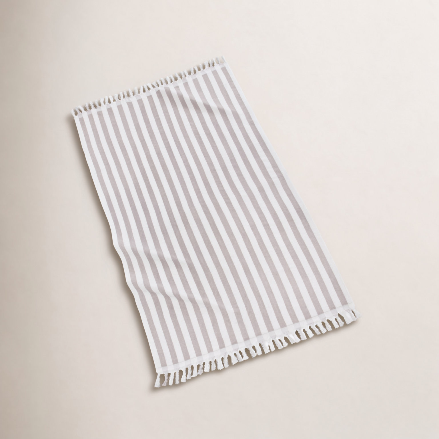 Bernice Striped Cotton Beach Towel, Gray/White