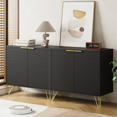 Armoire d'appoint cannelée avec rangement de 63 po de largeur