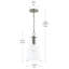 Luminaire suspendu en nickel brossé à une lumière avec abat-jour en verre transparent Jheni-127419991
