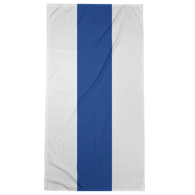 Cotton Blend Beach Towel, White/Dark Blue