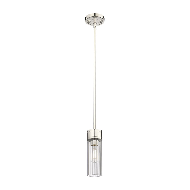 Luminaire suspendu 8 lumières Empire, Transparent, H 9,63 po x l 3,13 po x P 3,13 po, Nickel poli