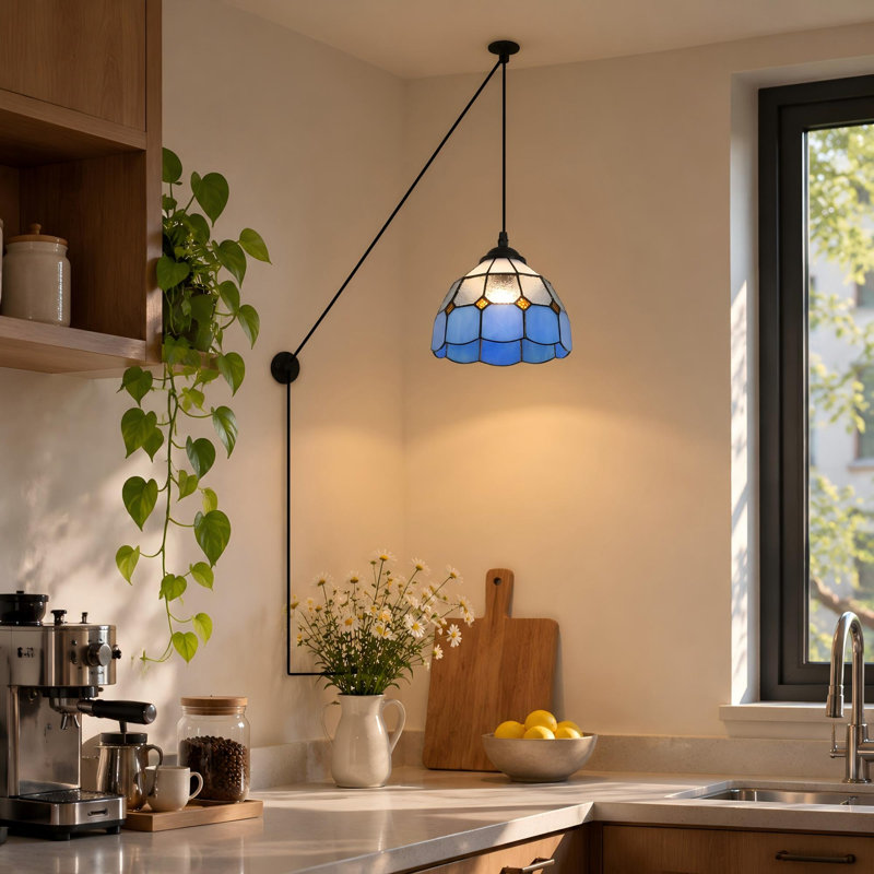 Luminaire suspendu en verre Barclay Modern Vintage Tiffany