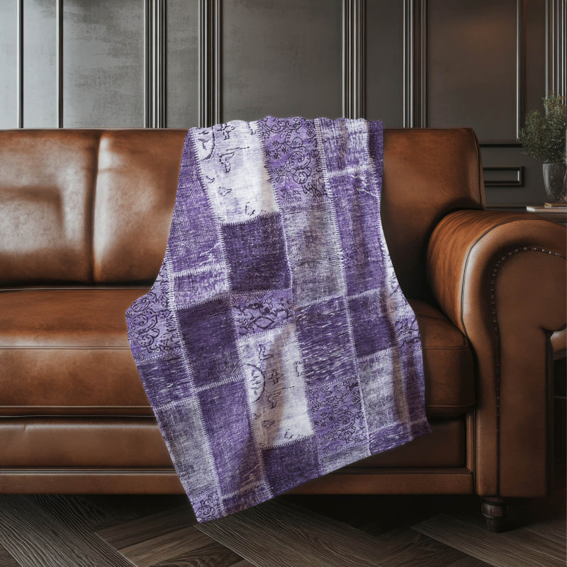 Jeté patchwork Addison Sherpa ASB631, Mauve