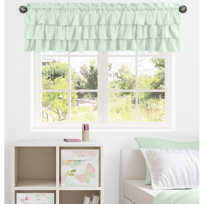 Mint Green Ruffled Rod Pocket Window Valance 54"