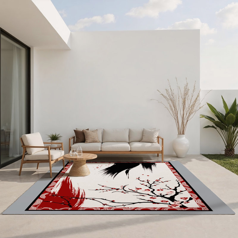 Woven Sakura Indoor And Outdoor Area Rug, Rectangle 4' x 6'