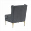 Fauteuil à oreilles avec accoudoirs de salon en chenille gris froid avec pieds en métal doré-887334996