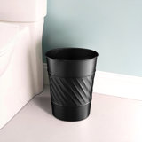 Wave Embossed Metal 1.8 Gallon Wastebasket Trash Can For Home Office Bedroom Bathroom Décor Durable