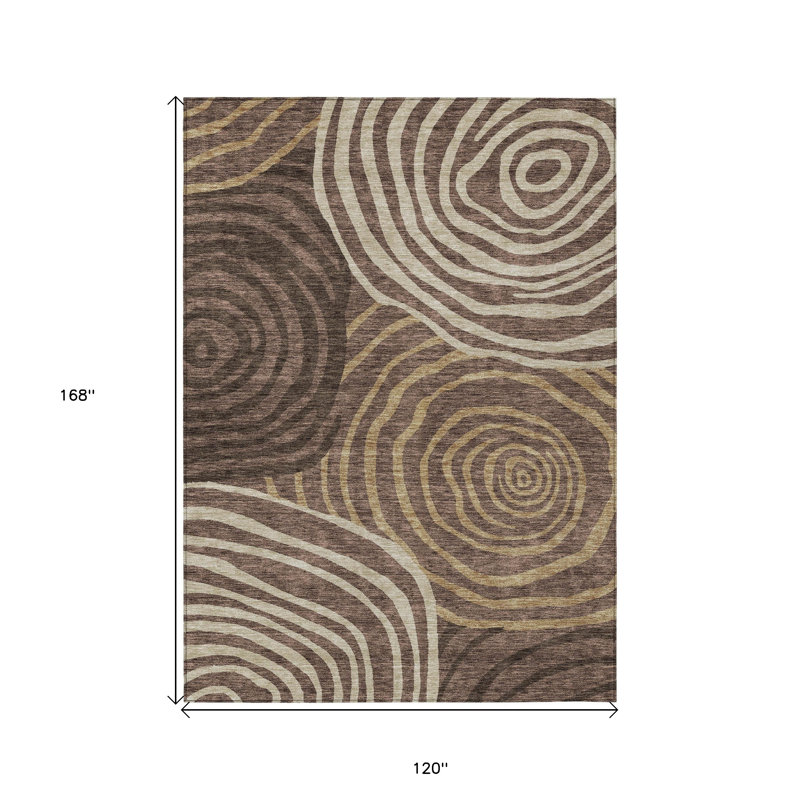 Tapis extérieur lavable abstrait brun et taupe 10 pi x 14 pi