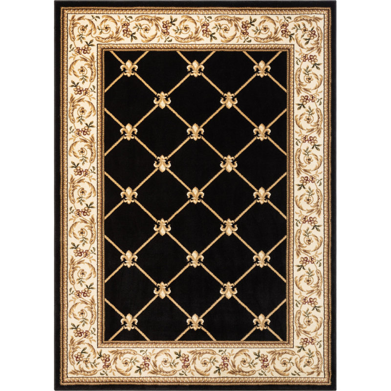 Colindale Black Transitional Trellis Formal Area Rug, Rectangle 10'11" x 15'