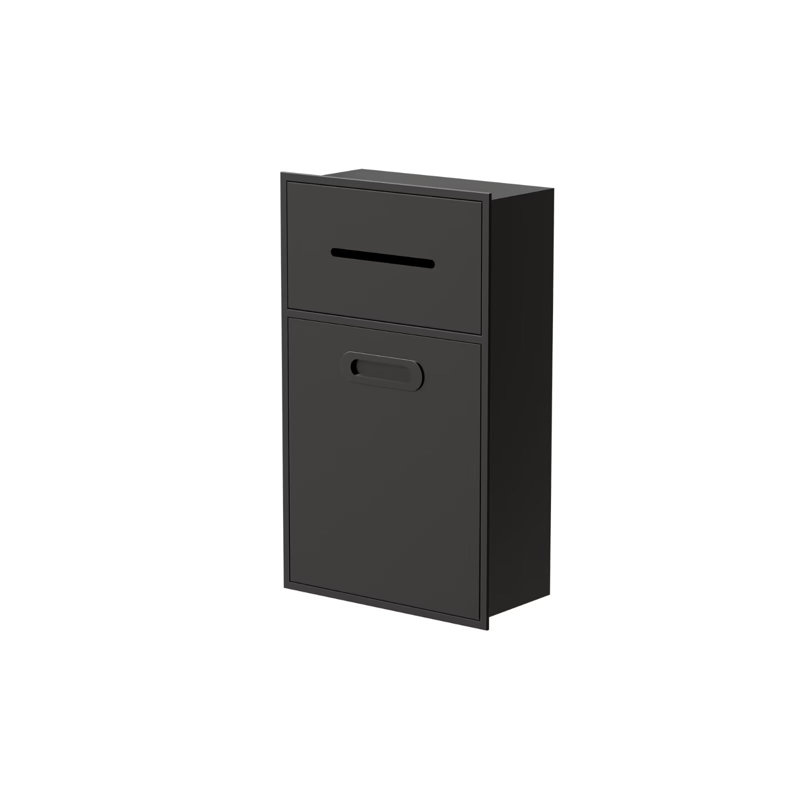 Stainless Steel 40 Litre Swing Top Pull Out Trash Can, 66cm H x 20cm W x 14cm D, Black