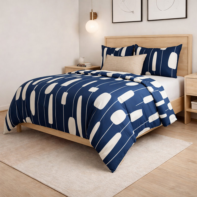 Echarkia Bedding Luka Navy Abstract Duvet Cover Set with Pillowcases Quilt Cover Soft and Breathable