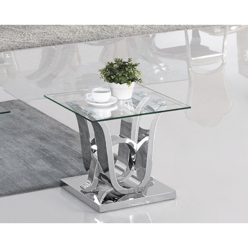 Glass Top Abstract End Table