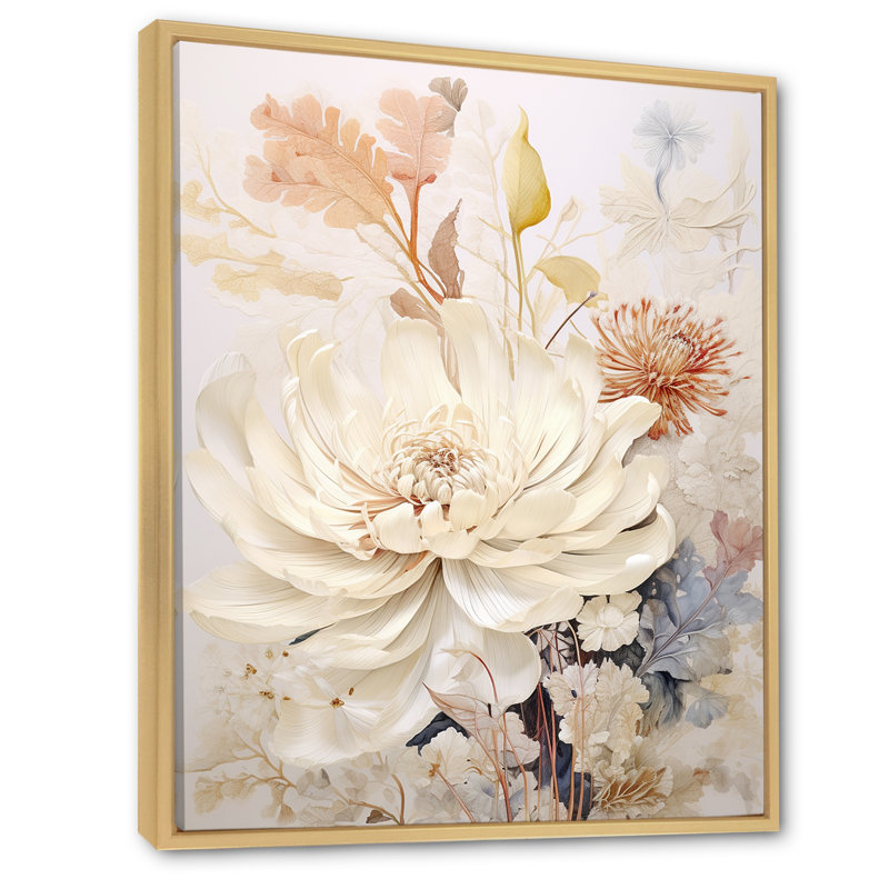" Floral Kaleidoscope Harmony I ", 40" H x 30" W x 1.5" D, Natural Floater Framed