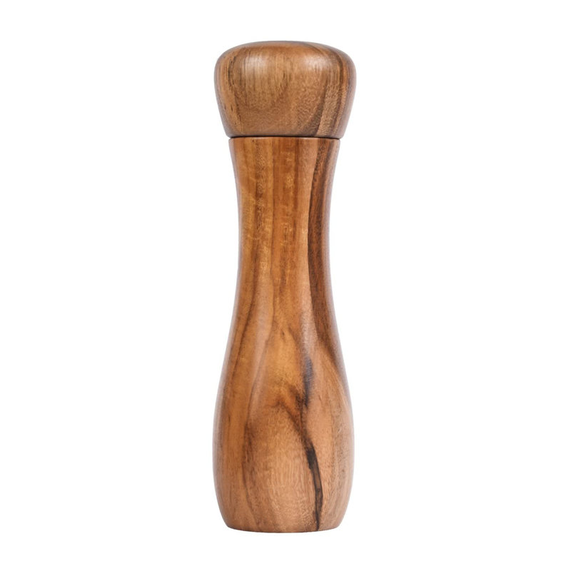 Premium Acacia Wood Pepper Grinder And Salt Mill With Adjustable Ceramic Grinder Mechanism For Coarse To Fine Grind, 8-Inch Kitchen Essential