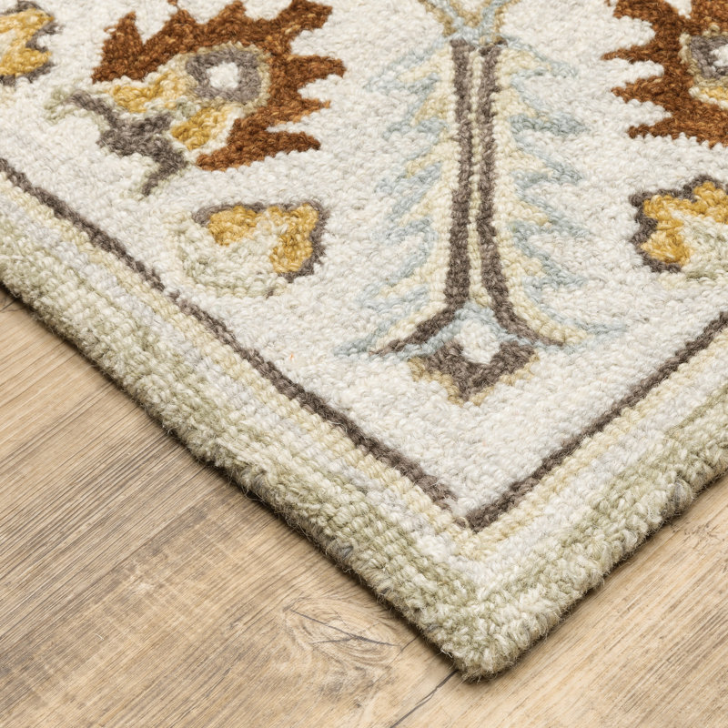 Handmade Reversible Brown and White Wool Oriental Rug