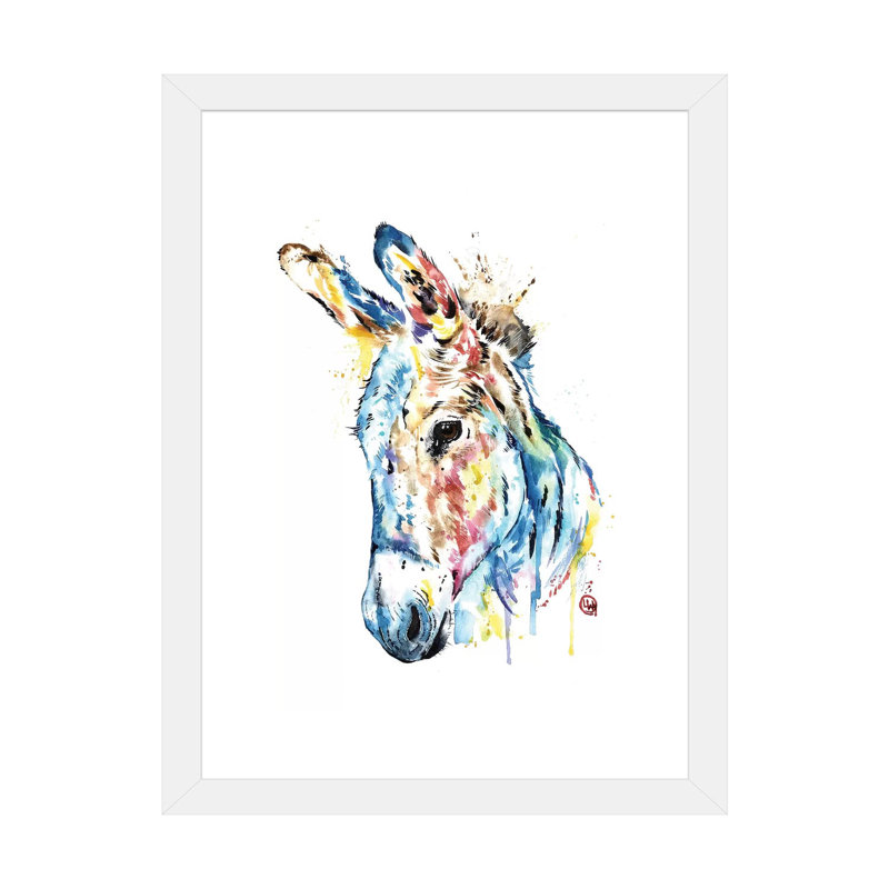 «Donkey» par Lisa Whitehouse - impression d'art graphique, Papier encadré blanc, Blanc, H 32 po x l 24 po x P 1 po