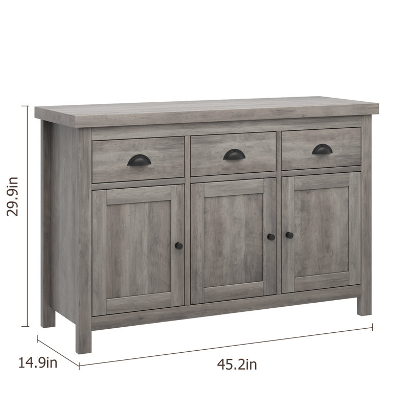 Buffet 3 tiroirs Chilverton, gris
