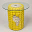 Corn Cob with Glass Top Resin Accent Side Table, 12.99 x 16.93 Inches, Yellow