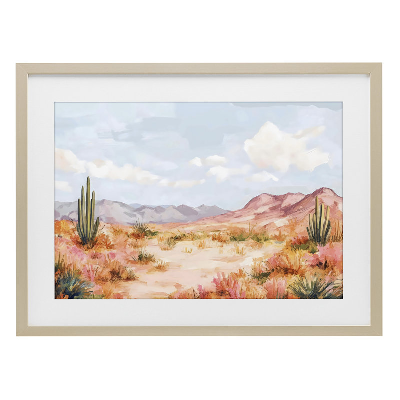 «Pastel Desert Dream Sunset», reproduction encadrée sous verre, design by Creative Studio, 14 x 20