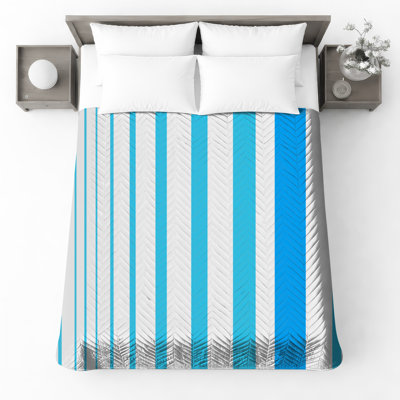 Blue Stripes Quilted Bedspread All Sizes