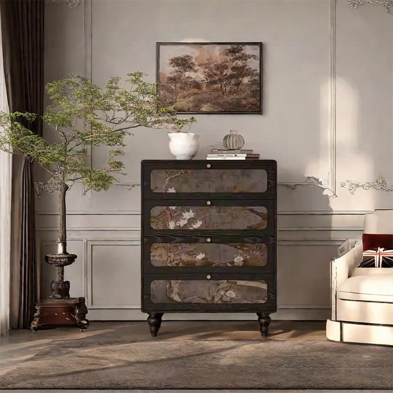 Armoire de rangement en bois de frêne massif avec tiroirs