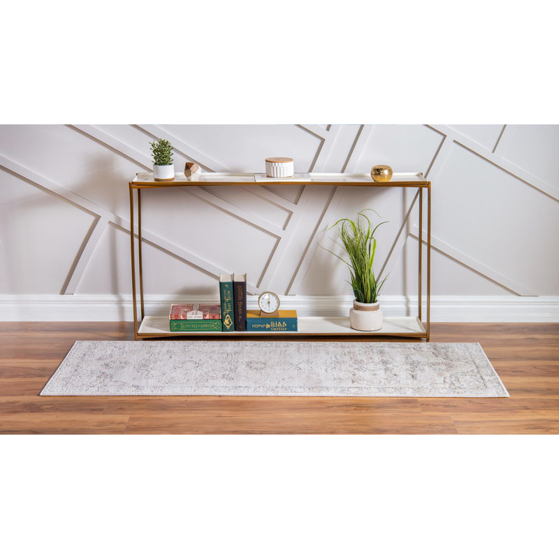 Tapis oriental ivoire Cantey, Tapis de couloir 2 pi 7 po x 10 pi