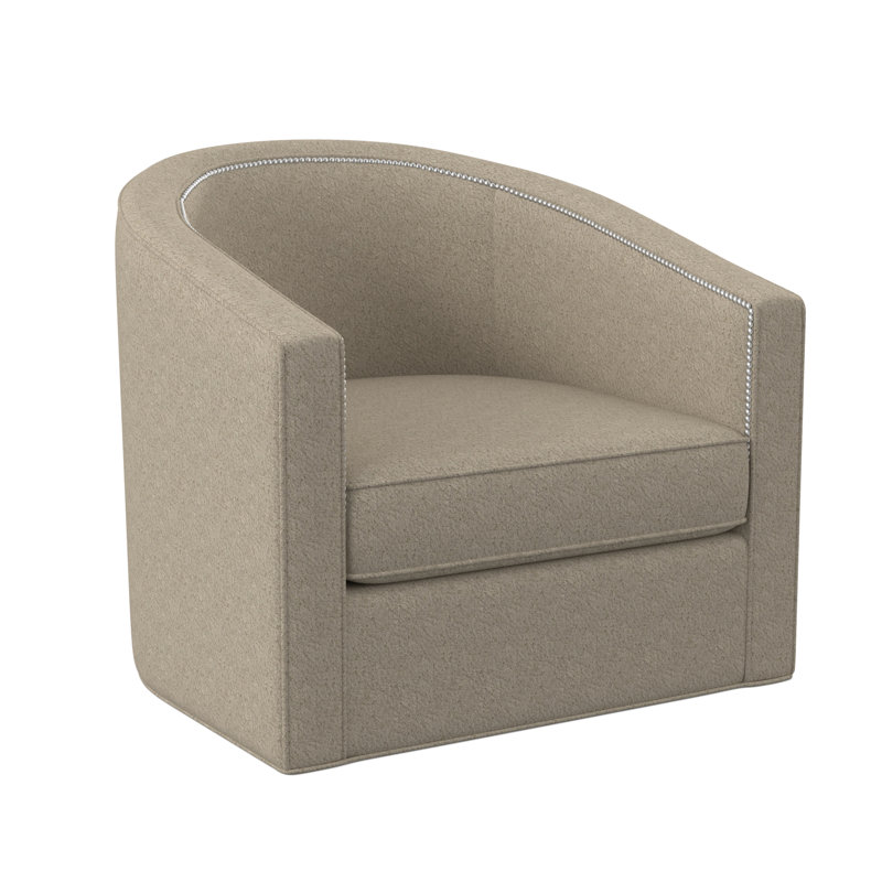 Fauteuil demi-tonneau de 34 po Ambre, Lin de Venise, Petit nickel poli