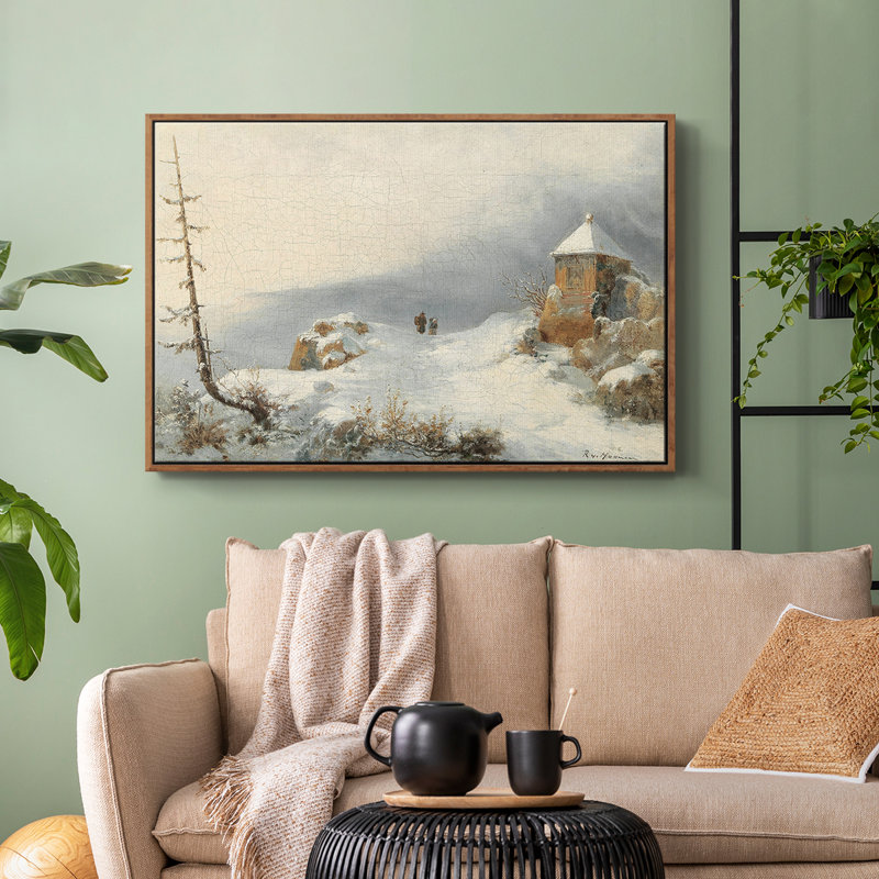" Vintage Landscape -CDIII ", Walnut Floater Framed Canvas, 17" H x 25" W x 2" D