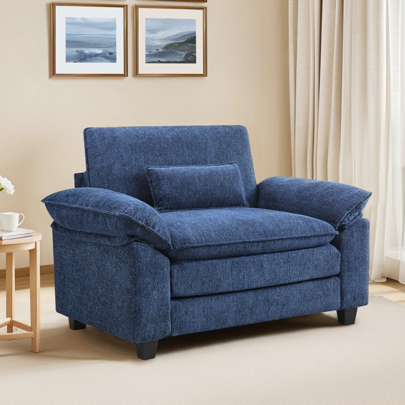 Fauteuil d'appoint rembourré de 52 po de largeur, Bleu très foncé