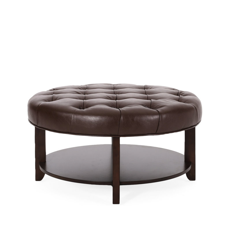 Rangement rond - Revêtement en similicuir et intérieur organisé brun foncé spacieux, Dark Brown