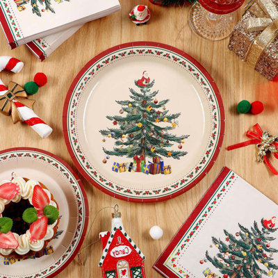 200 assiettes jetables en forme d'arbre de Noël pour Noël