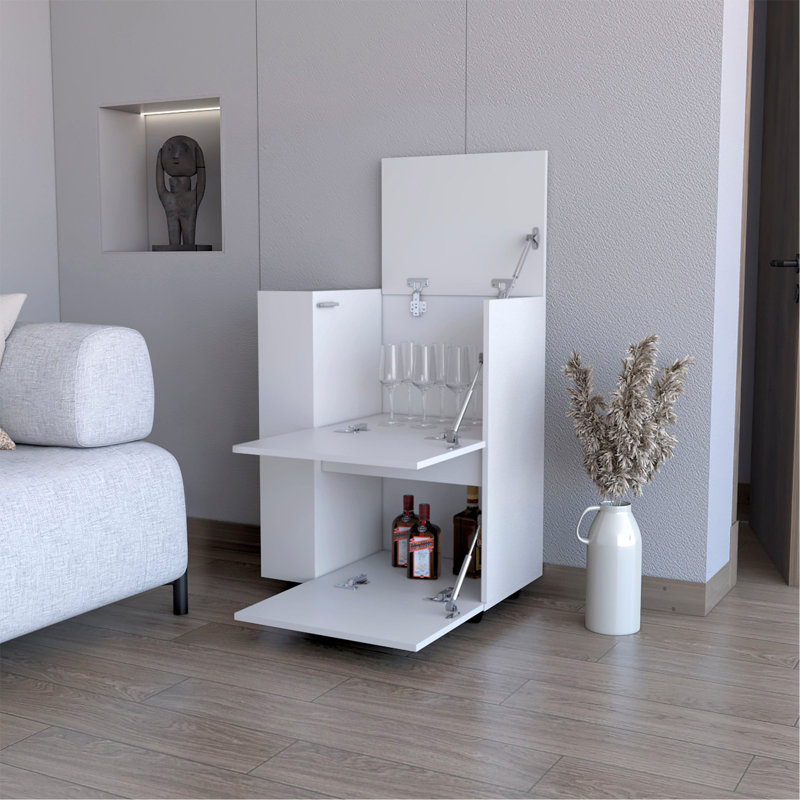 Versatile Bar Cart With Stylish Design And Practical Storage, White