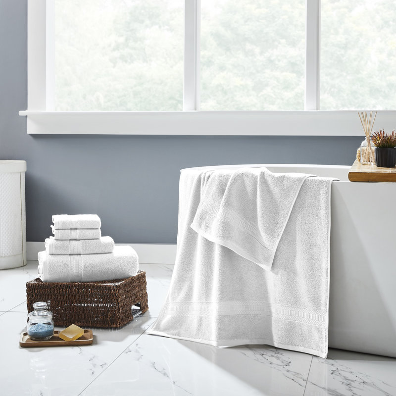Ensemble de serviettes en rayonne de  6 pièces Modern Soft - Ultra doux et absorbant, Blanc / Blanc