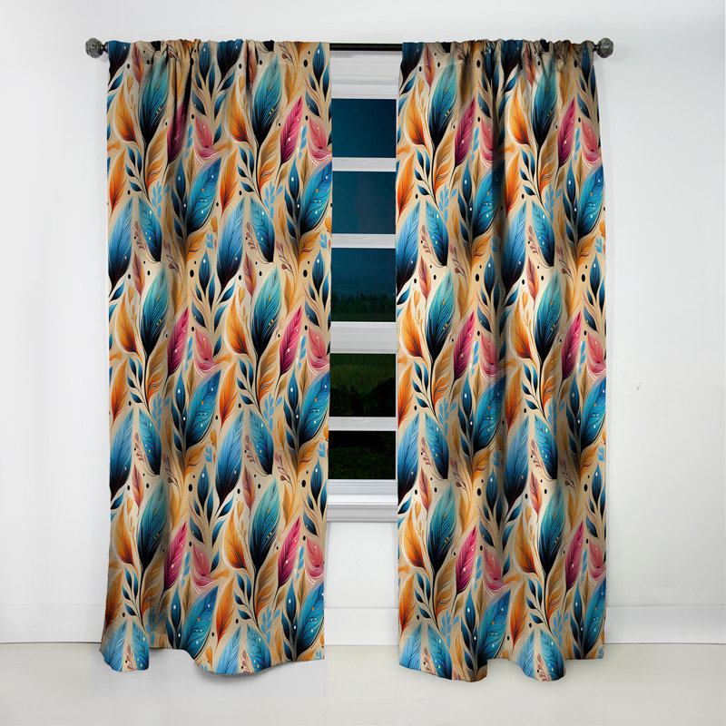Motif bohème artistique III - rideau boho - rideau occultant abstrait - 1 panneau, L 52 po x L 90 po