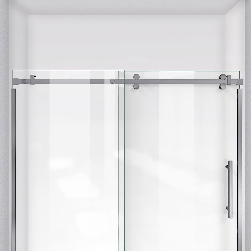 DreamLine Enigma Sky 44 - 48 inch W x 76 inch H Frameless Sliding Shower Door, Brushed Stainless Steel, 48"