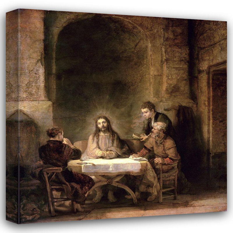 Astoria Grand Rembrandt Van Rijn, art sur toile tendue avec châssis: Souper à Emmaüs, H 21 po x l 20 po