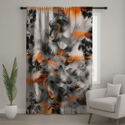 Abstract Window Curtains, Art Sheer & Blockout Curtains - 1 Panel
