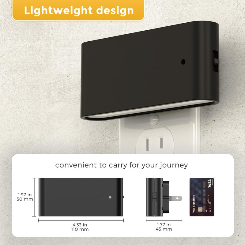 Night Light 2 Pack Dimmable Modern LED Plug In Wall Lights Dusk To Dawn Sensor 0-100LM 5000K Nightlight For Hallway Bedroom Stairway