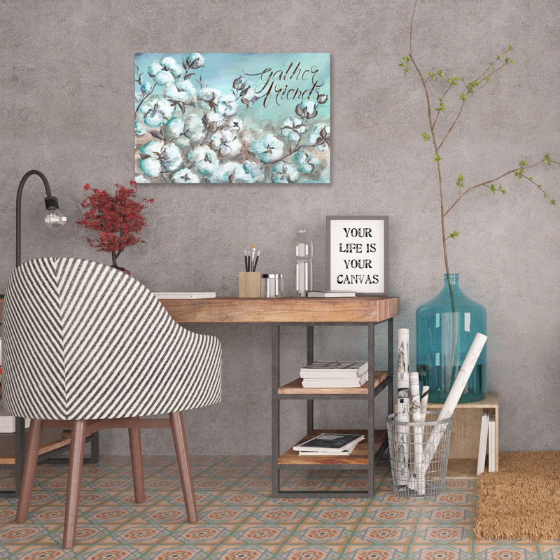 «Cotton Boll Field: Gather Friends» par Tre Sorelle Studios, reproduction d'art graphique sur toile, H 15 po x l 10 po