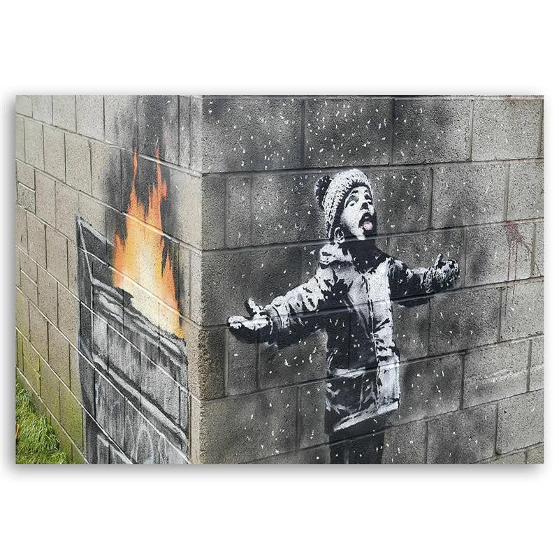 Leinwandbild Port talbot Junge, Banksy-Wandbild