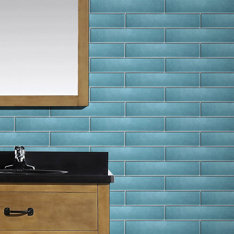 Kwiet 3" x 14" Glass Metal Look Subway Tile, Relaation