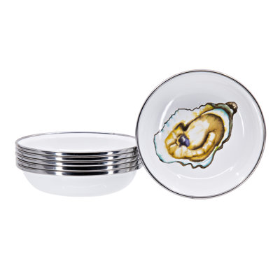 Golden Rabbit Enamelware Oyster 4 Oz. Tasting Dishes, Set of 6