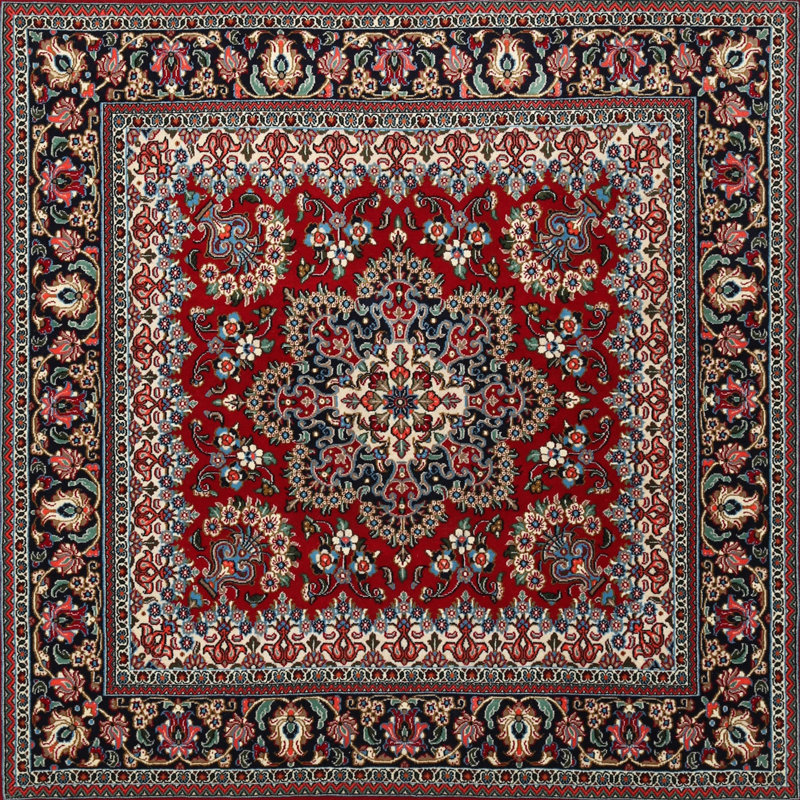 Tapis traditionnel brun / rouge Dareios, Carré 6 pi