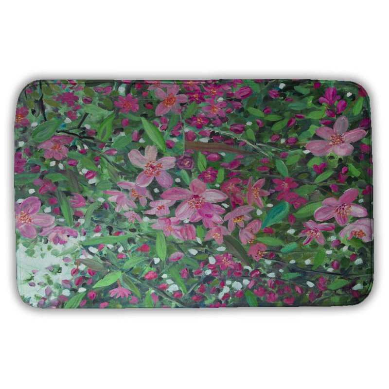 Cherry tree blooming Bath Mat with Non-Slip Backing - Quick Dry Memory Foam Bathroom Rug - Absorbent - Modern Plush Spa-Style - Machine Washable