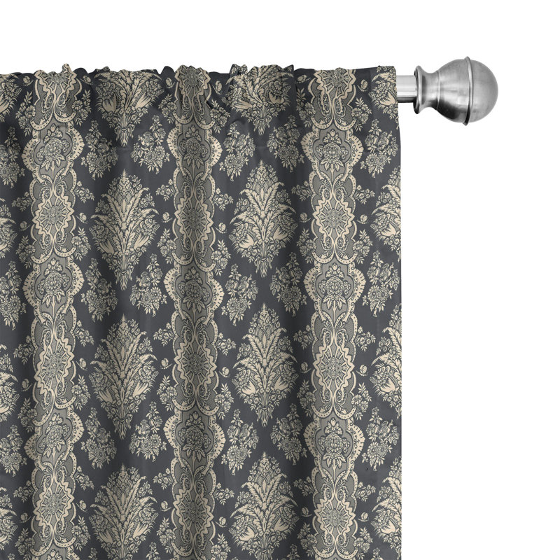 Damask Semi-Sheer Rod Pocket Sliding Panel, 28" x 63"