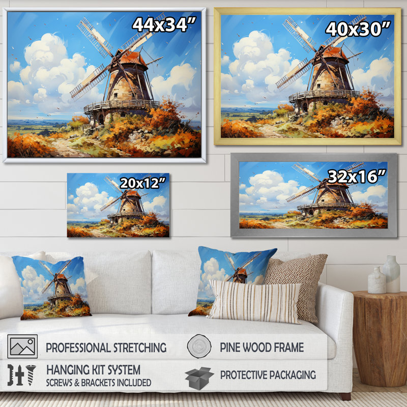 Masina Allemagne, moulin à vent hollandais I - impression, H 12 po x l 20 po, Toile tendue